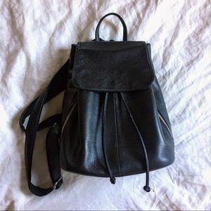 Black leather mini backpack